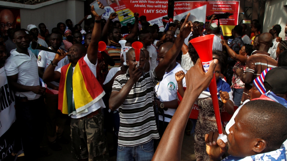 Supporters of Akufo-Addo celebrate after he announced that he won the presidential election [Reuters]
