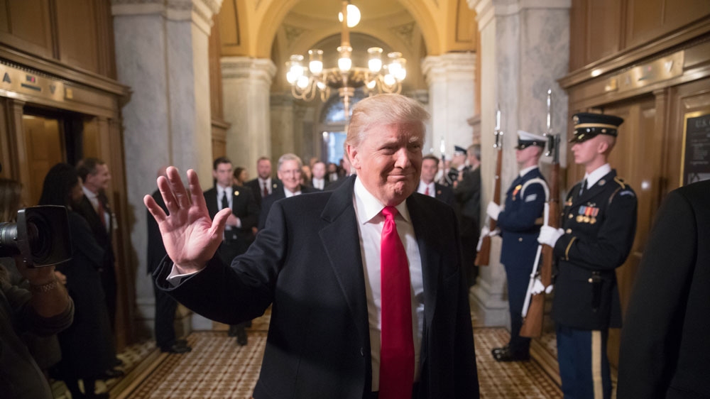 President Donald Trump arriving inauguration ceremony at Capitol in Washington, DC [Reuters]