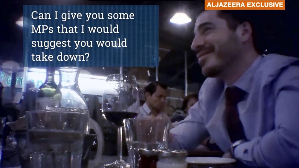 Al Jazeera reveals discussions of Israel diplomat and British civil servant to 'take down' anti-settlement politicians. Shai Masot, senior political officer at the Israeli embassy [Al Jazeera]
