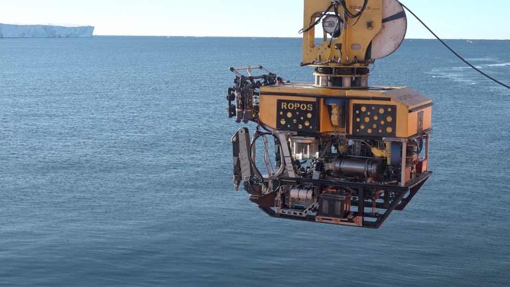 Bristling with cameras, robotic arms and other equipment, the sub looks like something out of a science-fiction film [Tarek Bazley/Al Jazeera]