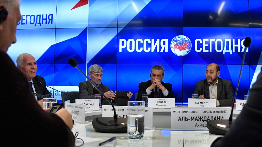Representatives of Fatah, Hamas and other Palestinian political parties and movements met in Moscow on Tuesday to announce the deal [AFP]