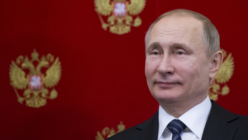 Russian President Putin attends a signing ceremony following the talks with his Slovenian counterpart Pahor in Moscow