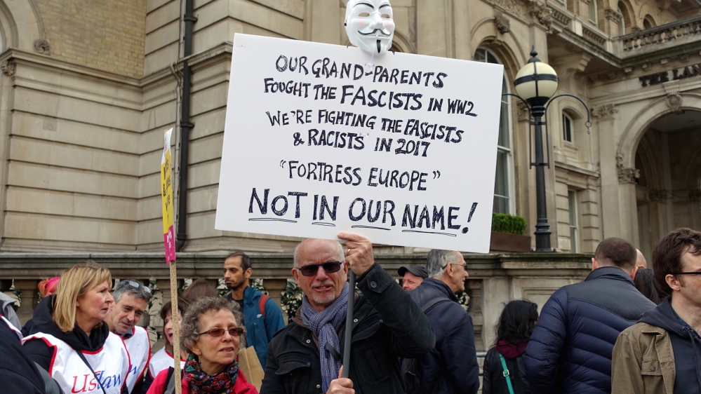 Thousands attended rallies in London, Cardiff, and Glasgow [Shafik Mandhai/Al Jazeera]