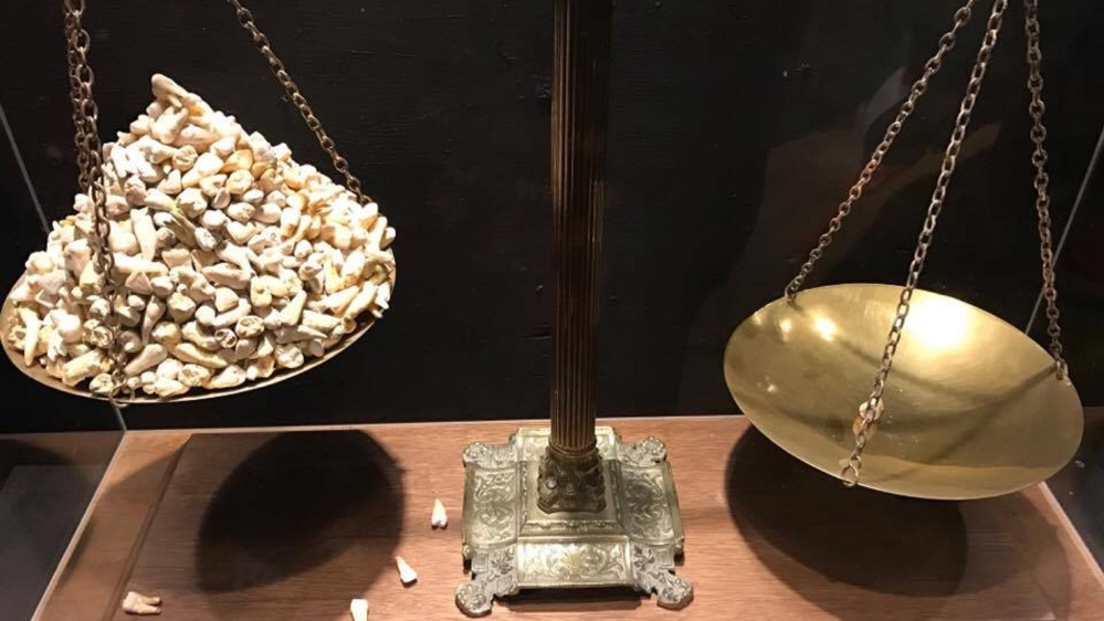  Banksy placed heaps of fake teeth in a scale of justice to represent the victims of Israel's 'protective edge' war on Gaza, writes Khader [Jamil Khader/Al Jazeera]