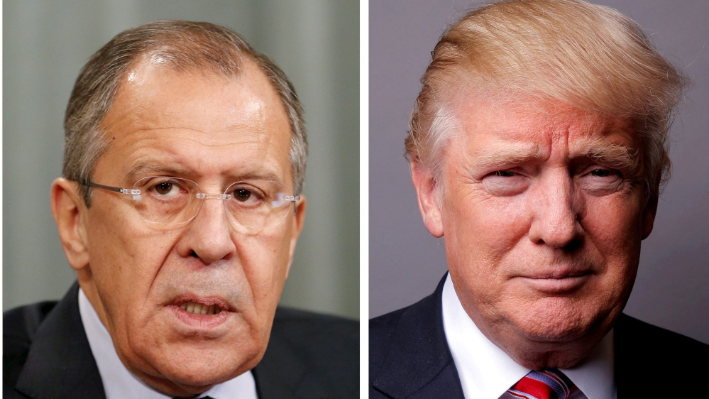 FILE PHOTO: Combination of file photos showing Russian Foreign Minister Sergei Lavrov and U.S. President Donald Trump