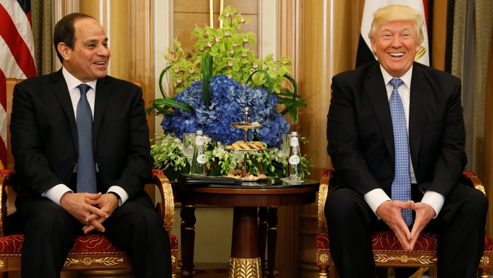 Egypt's Abdel Fattah al-Sisi was one of the Muslim leaders who met Trump on Sunday [Jonathan Ernst/Reuters]