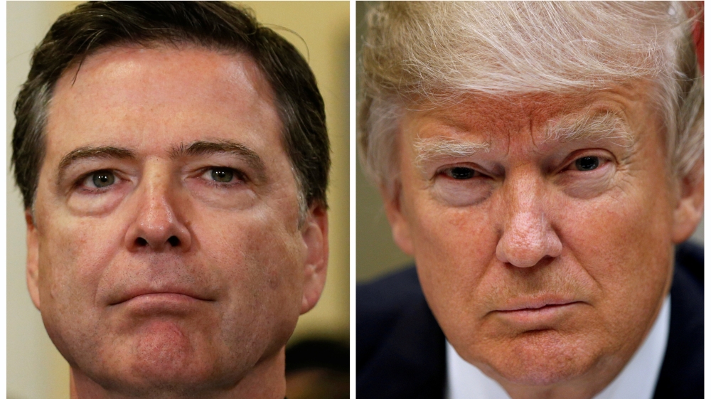 FILE PHOTO: A combination photo shows FBI Director James Comey and U.S. President Donald Trump