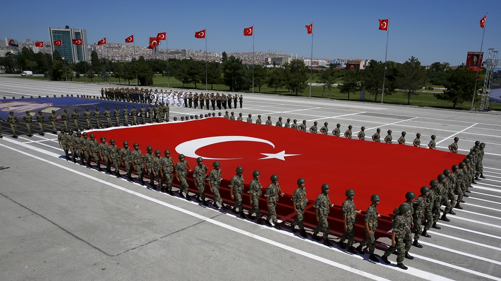 Turkish soldiers during a military parade