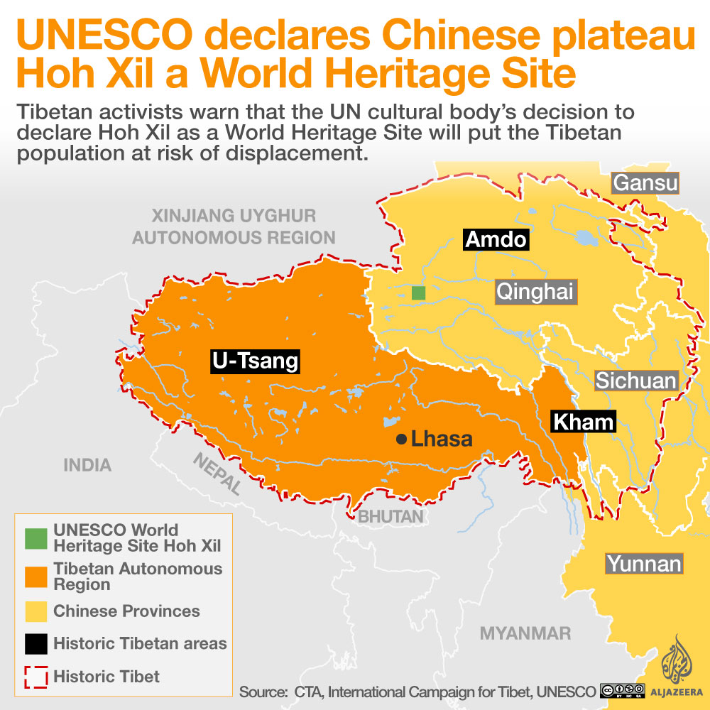 Tibet World Heritage Site Map