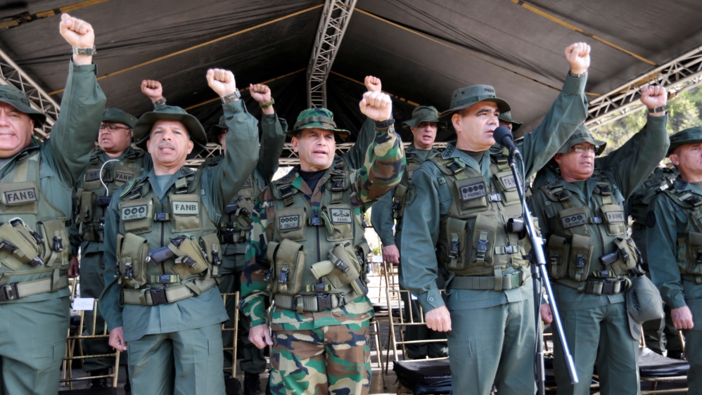 Venezuela''s Defense Minister Vladimir Padrino Lopez and Admiral-in-Chief Remigio Ceballos, Strategic Operational Commander of the Bolivarian National Armed Forces, attend military exercises in Caracas
