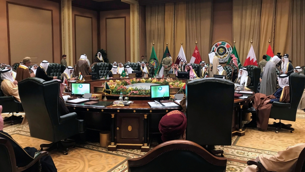 Foreign Ministers of the Gulf Cooperation Council (GCC) attend a meeting in Bayan Palace, in Kuwait City