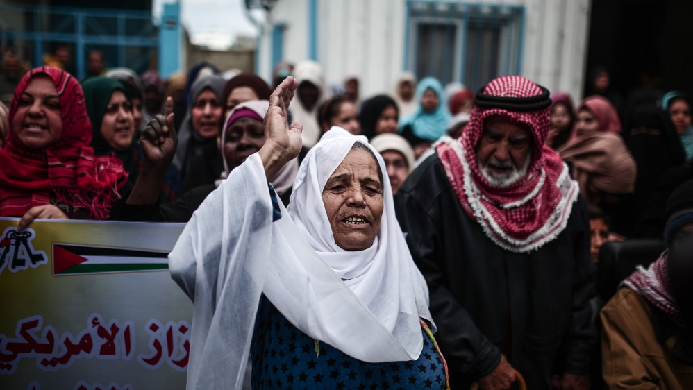 Protest against US decision to suspend financial aid for UNRWA in Gaza