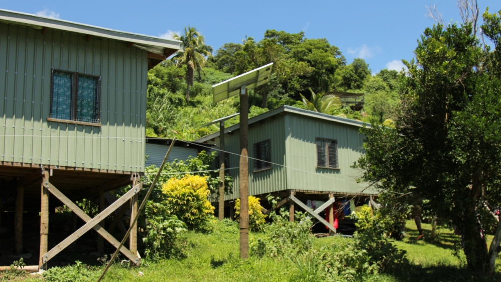 These cyclone-proof houses donated by USAID were built slightly uphill from Vunisavisavi's main site [Loes Witschge/Al Jazeera]