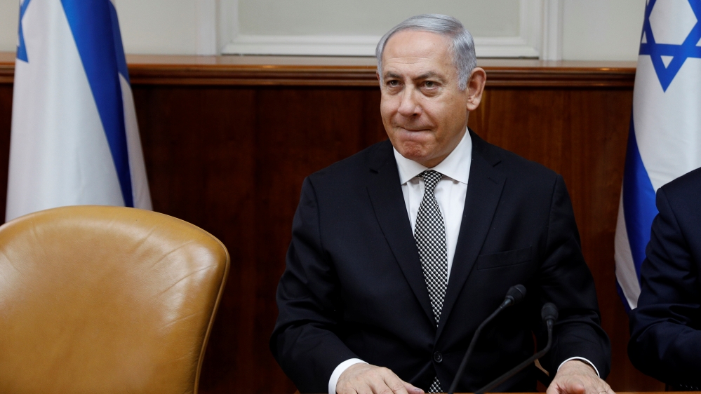 Israeli Prime Minister Benjamin Netanyahu attends the weekly cabinet meeting at the Prime Minister''s office in Jerusalem