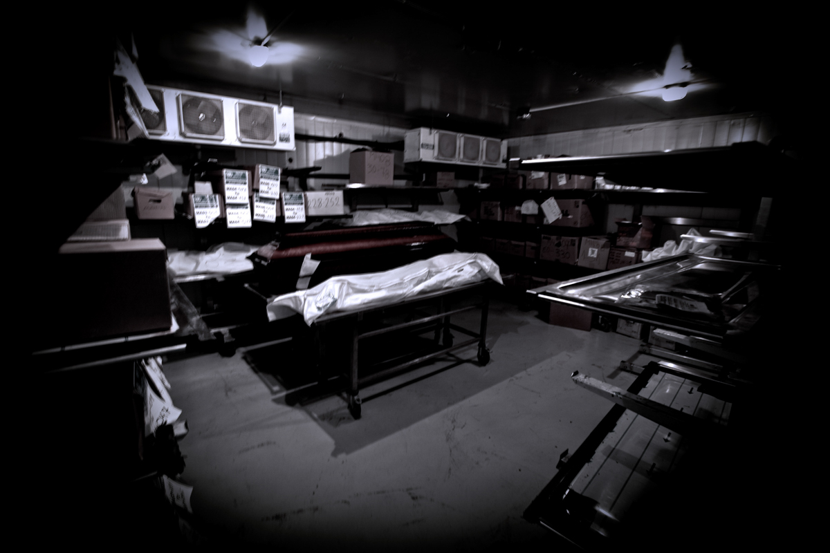 The remains of an identified person in the morgue of Pristina hospital waiting to be delivered to the surviving family members.