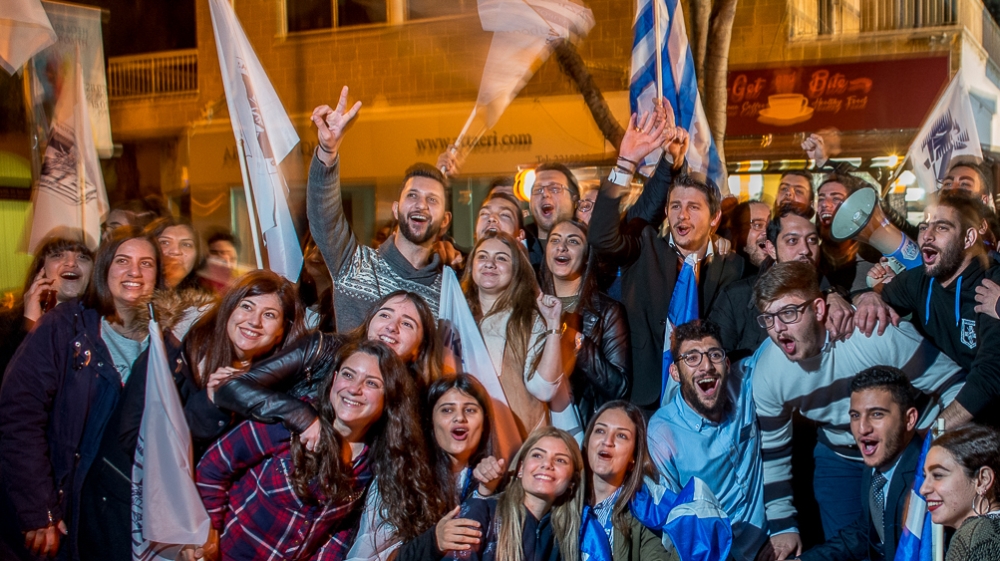 Anastasiades' supporters celebrate in Nicosia [Dimitris Sideridis/Al Jazeera]