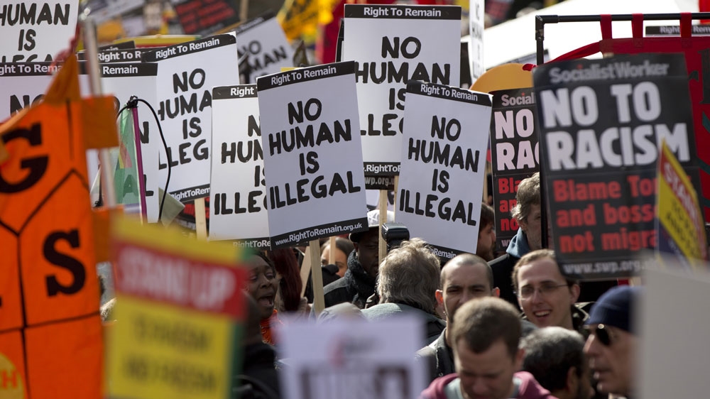 Rally against Racism and Fascism in central London, the UK