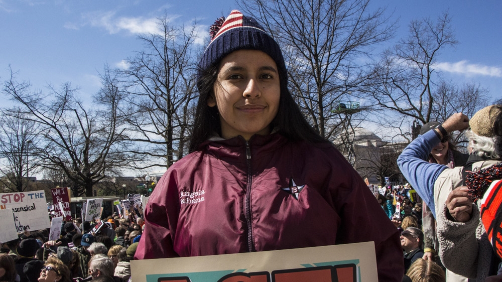 Angela Bahena drove 10 hours to attend the rally [Andre Roman Medina/Al Jazeera]