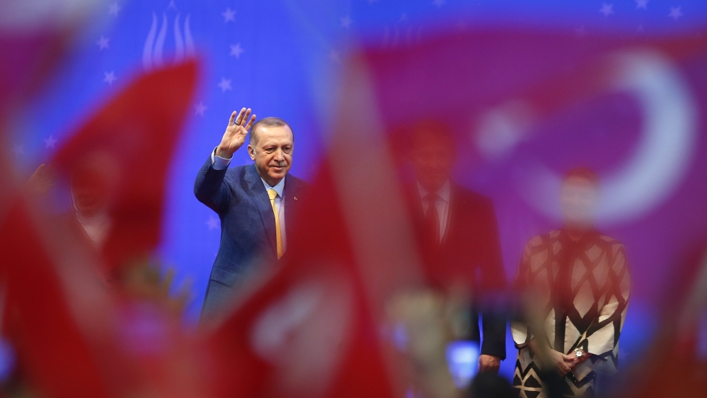 Turkish President Tayyip Erdogan attends a pre-election rally in Sarajevo