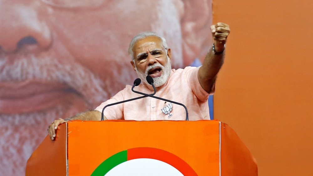India''s Prime Minister Narendra Modi addresses an election campaign rally ahead of the Karnataka state assembly elections in Bengaluru
