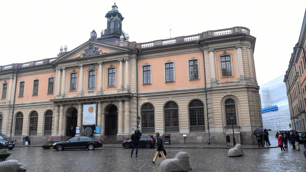 A general view of the old Stock Exchange Building, home of the Swedish Academy, in Stockholm