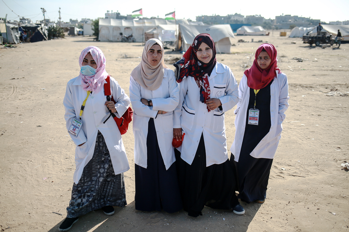 Palestinian women at protest [Hosam Salem/Al Jazeera]