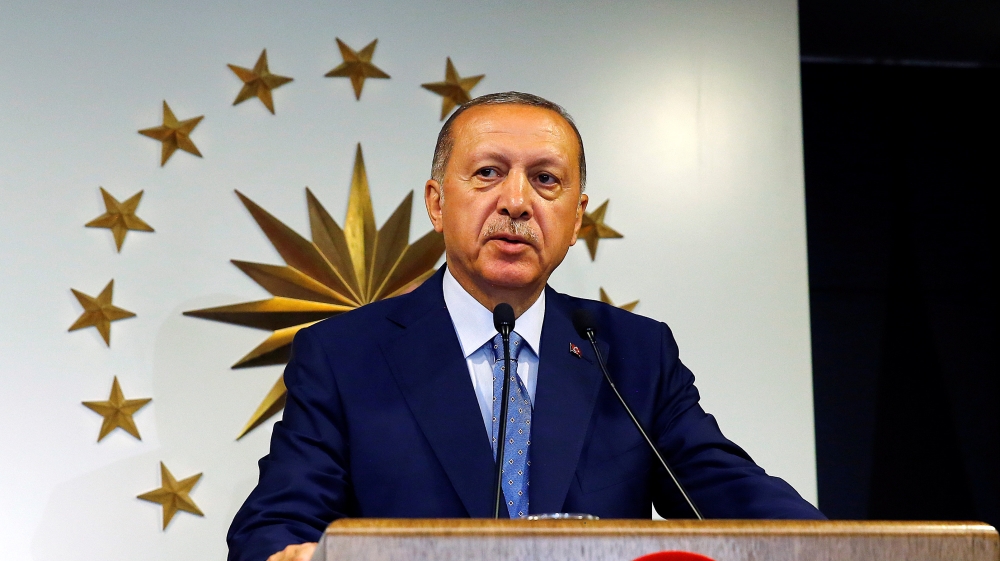 Turkish President Erdogan speaks during a news conference in Istanbul