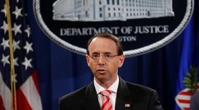 Rosenstein assumed supervision of the investigation after Attorney General Jeff Sessions recused himself [Leah Millis/Reuters]