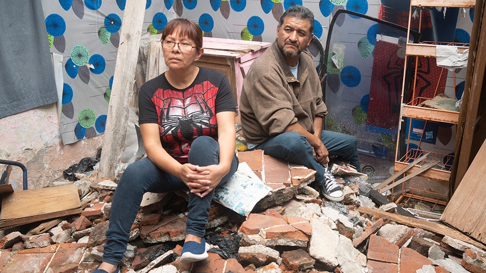 Resendiz says he is not sure whether to leave his home, which has been deemed unsafe to live [Lucina Melesio Friedman/Al Jazeera] 