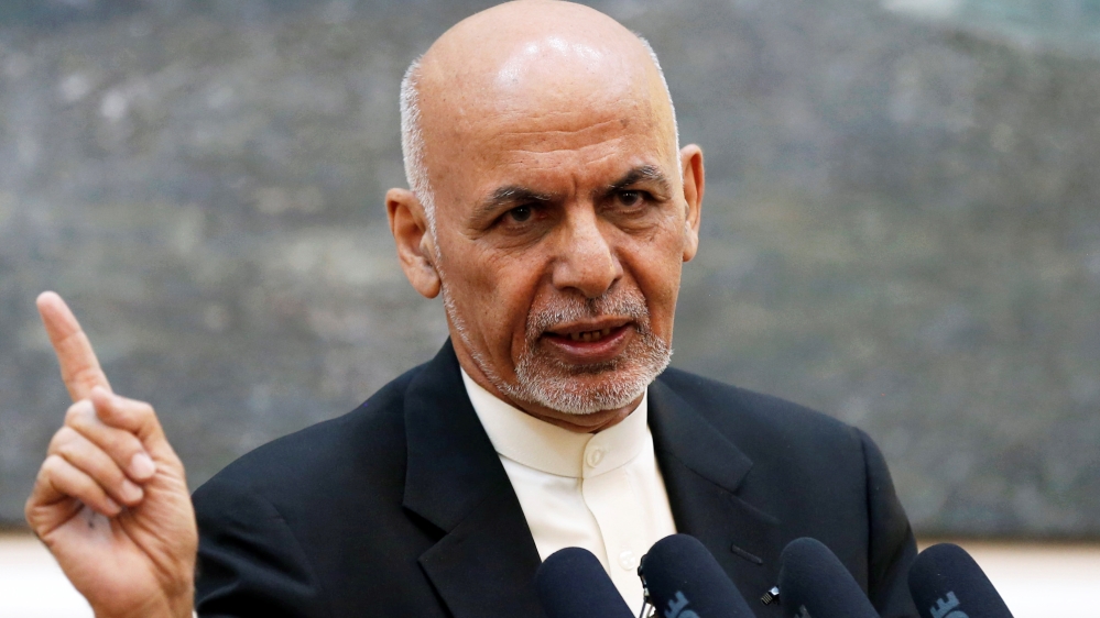 Afghan President Ashraf Ghani speaks during a news conference in Kabul
