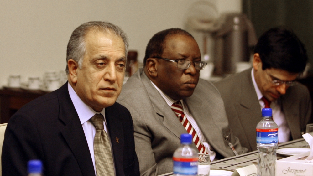 U.S. ambassador to the United Nations Security Council Zalmay Khalilzad holds talks at the Afghan Foreign Ministry in Kabul