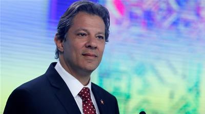 Presidential candidate Fernando Haddad attends a televised debate in Sao Paulo, Brazil September 30, 2018.