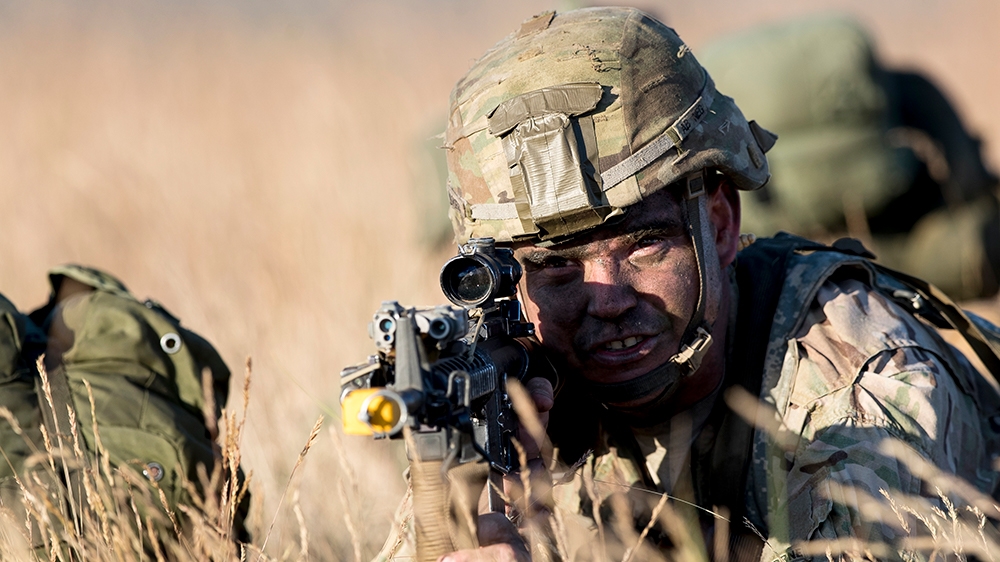 US paratrooper takes part in a military exercise