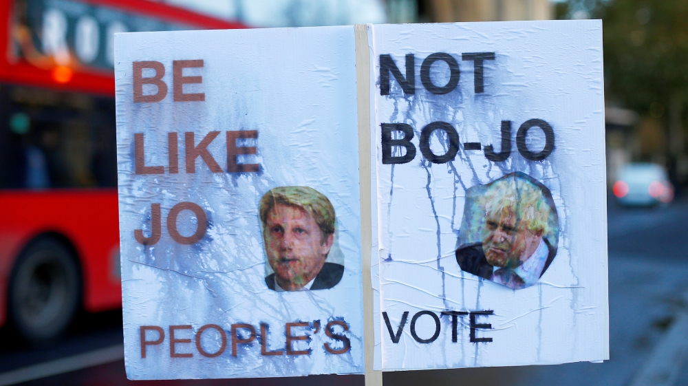 Boris Jo Johnson protest Brexit Reuters