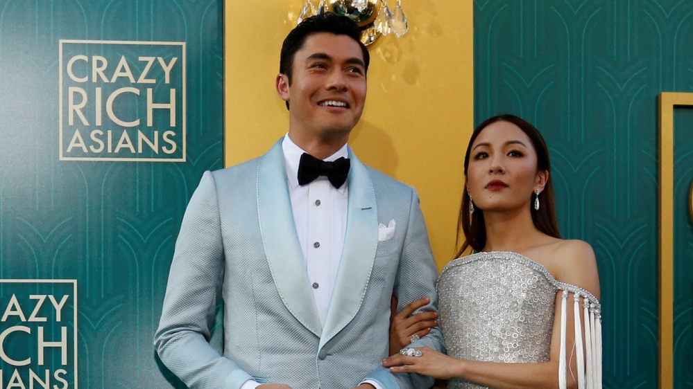 FILE PHOTO: Cast members Golding and Wu pose at the premiere for "Crazy Rich Asians" in Los Angeles