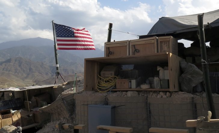 FILE PHOTO: U.S. flag is seen at a post in Deh Bala district, Nangarhar province, Afghanistan