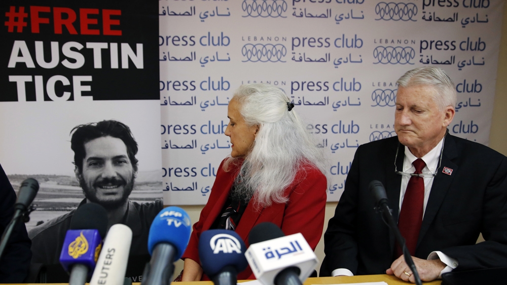 Marc and Debra Tice hope the Syrian and the American governments will work together to free Austin [Bilal Hussein/AP Photo]