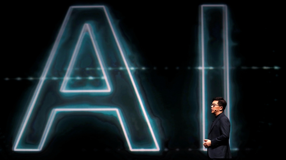 I.P. Park, president and chief technical officer for LG Electronics, speaks on artificial intelligence during a keynote address at the 2019 CES in Las Vegas