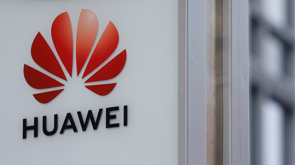 Logo of Huawei is seen in front of the local offices of Huawei in Warsaw