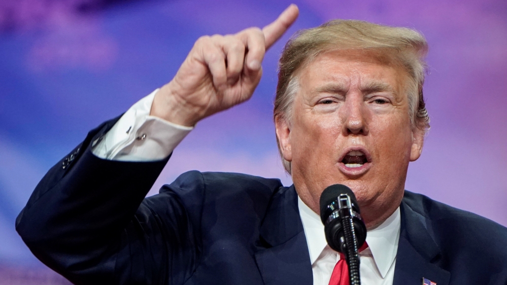 U.S. President Donald Trump speaks at the Conservative Political Action Conference (CPAC) annual meeting at National Harbor in Oxon Hill, Maryland