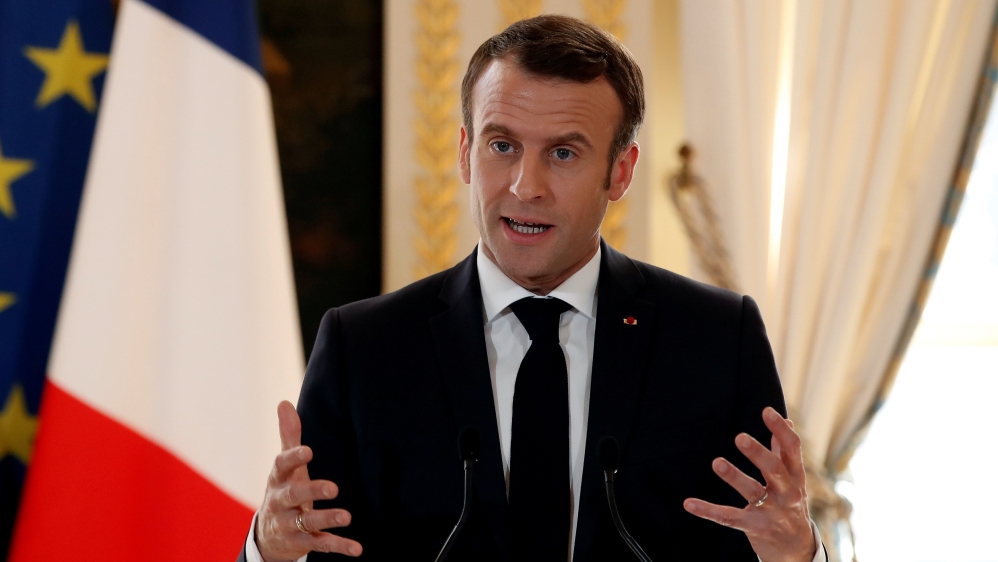 French President Emmanuel Macron speaks during a news conference at the Elysee Palace in Paris, France, February 25, 2019.
