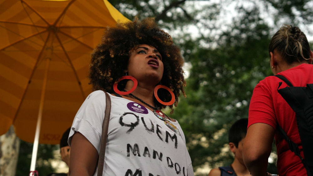 Marielle Franco was an outspoken defender of women, black and LGBT rights and often criticised police brutality [Mia Alberti/Al Jazeera]