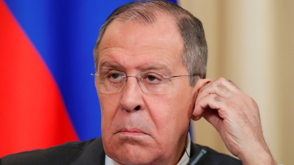 Russian Foreign Minister Sergei Lavrov attends a joint news conference with Venezuela''s Vice President Delcy Rodriguez in Moscow