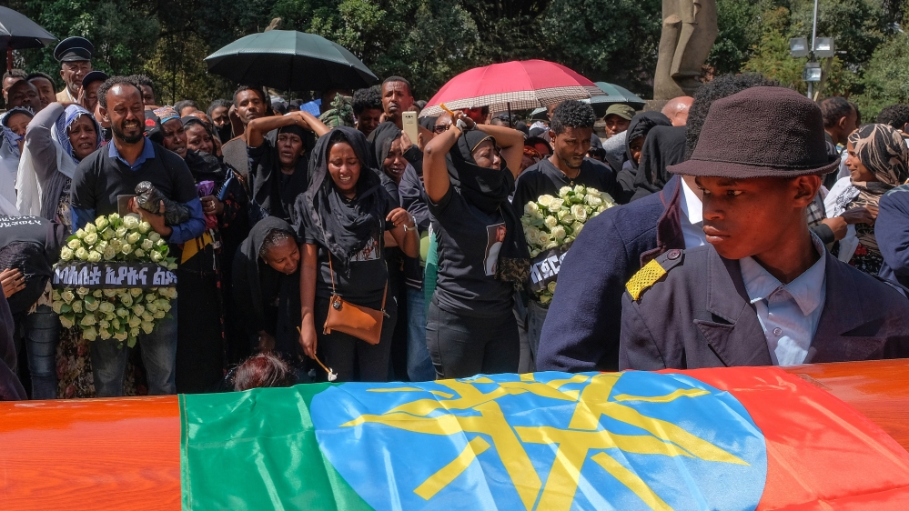 All 157 people on board an Ethiopian Airlines flight died on March 10 when the Boeing 737 Max plane crashed shortly after take-off from Addis Ababa [Jemal Countess/Getty]