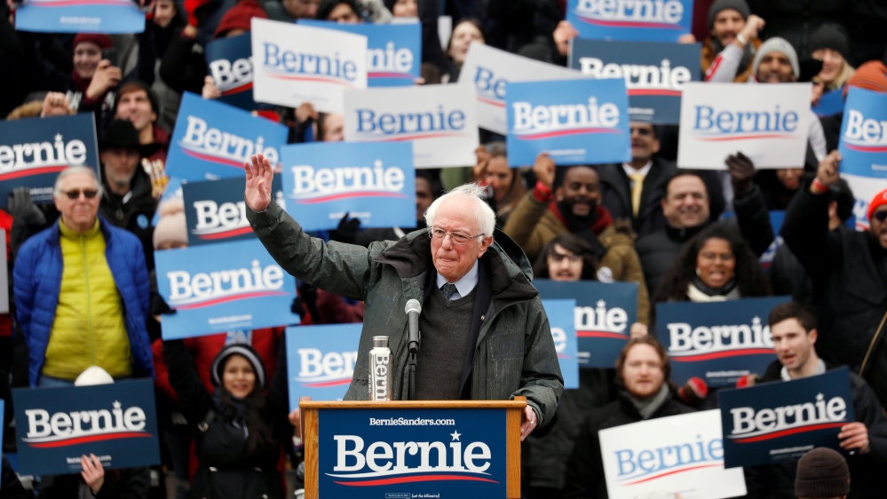 U.S. Presidential Candidate and Vermont Senator Bernie Sanders speaks at a rally in New York