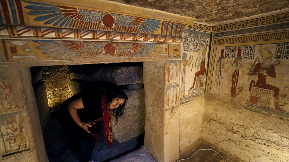 The tomb is one of the seven discovered in the area last October, when authorities found smugglers digging illegally for artefacts [Mohamed Abd el-Ghany/Reuters]