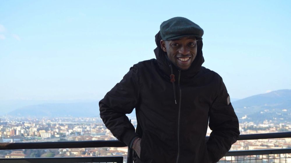 Kaba in Florence. A native of Ivory Coast, he now lives with a family in Venice [Courtesy of Mohammed Kaba]