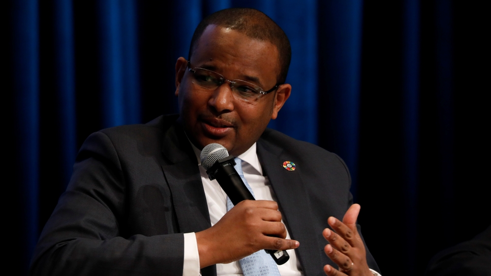 Malian Minister of Economy and Finance Boubou Cisse speaks at panel on the security-development nexus during IMF spring meetings in Washington