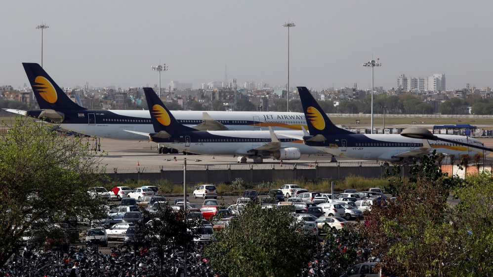 FILE PHOTO: Jet Airways aircrafts are seen parked at the Indira Gandhi International Airport in New Delhi