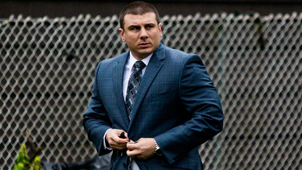 New York City police officer Daniel Pantaleo leaves his house in Staten Island, New York [Eduardo Munoz Alvarez/AP Photo] 